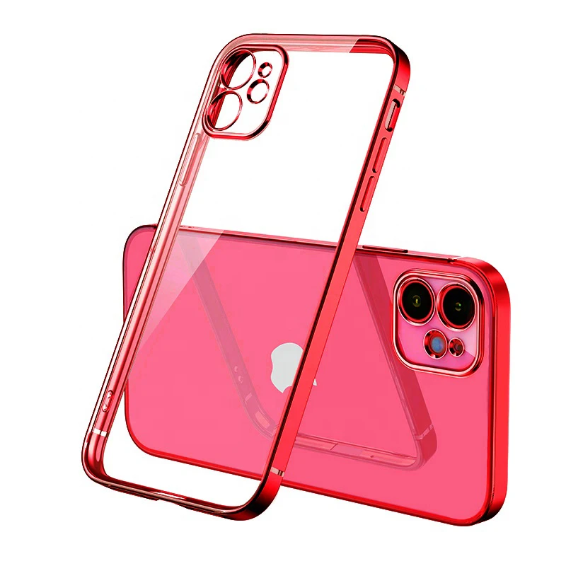 

Multi-color transparent electroplating soft TPU phone case for iPhone 12 Pro 12 Max 11 Pro Max 11 Pro 11 XR XS Max X 8 7 Plus, Clear, gold, pink, green, purple