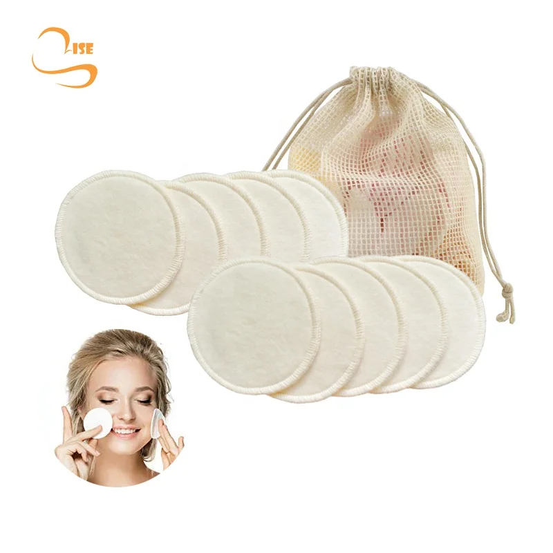 

Cotton Stitching Round Hemp Cotton Reusable Facial Cleansing Pads Non Polyester Organic Makeup Remover Wipes