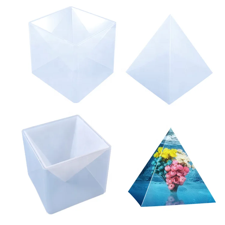 

hot selling pyramid silicone diy decoration mold epoxy resin craft mold cake or ice mold, Transparent