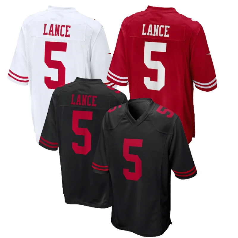 

San Francisco Trey Lance 5 NF l Jersey Red 49er Shirts Clothing Cheap American Footbal Wear Wholesale