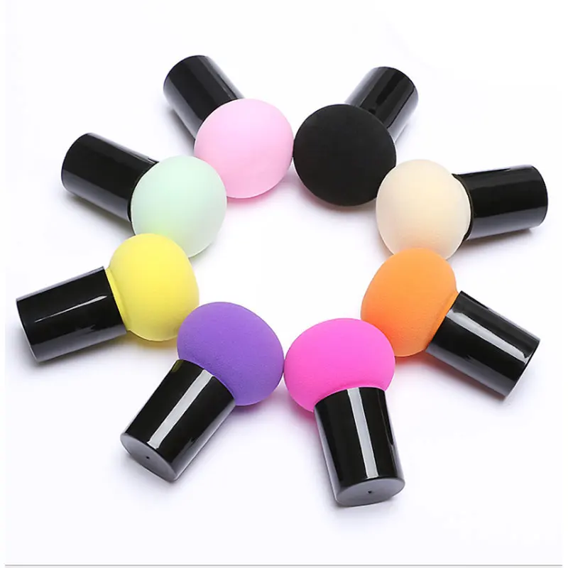 

1-4-7 round face mushroom make up makeup sponge with handle, Multiple colors