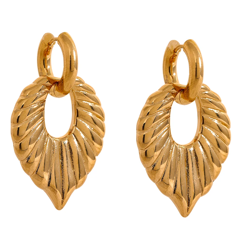 

JINYOU 2323 Personality Fashionable Big Leaves Drop Dangle Earrings Luxury Metal High-Grade Golden Jewelry Bijoux Women