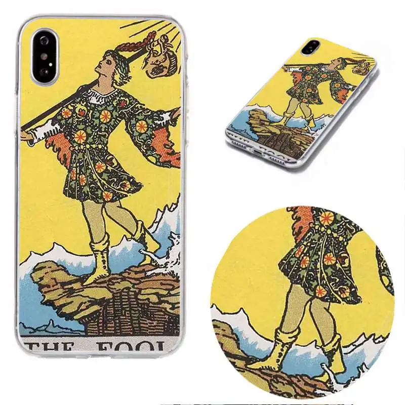 

tarot card - the fool black and transparent phone case high quality custom print for iphone