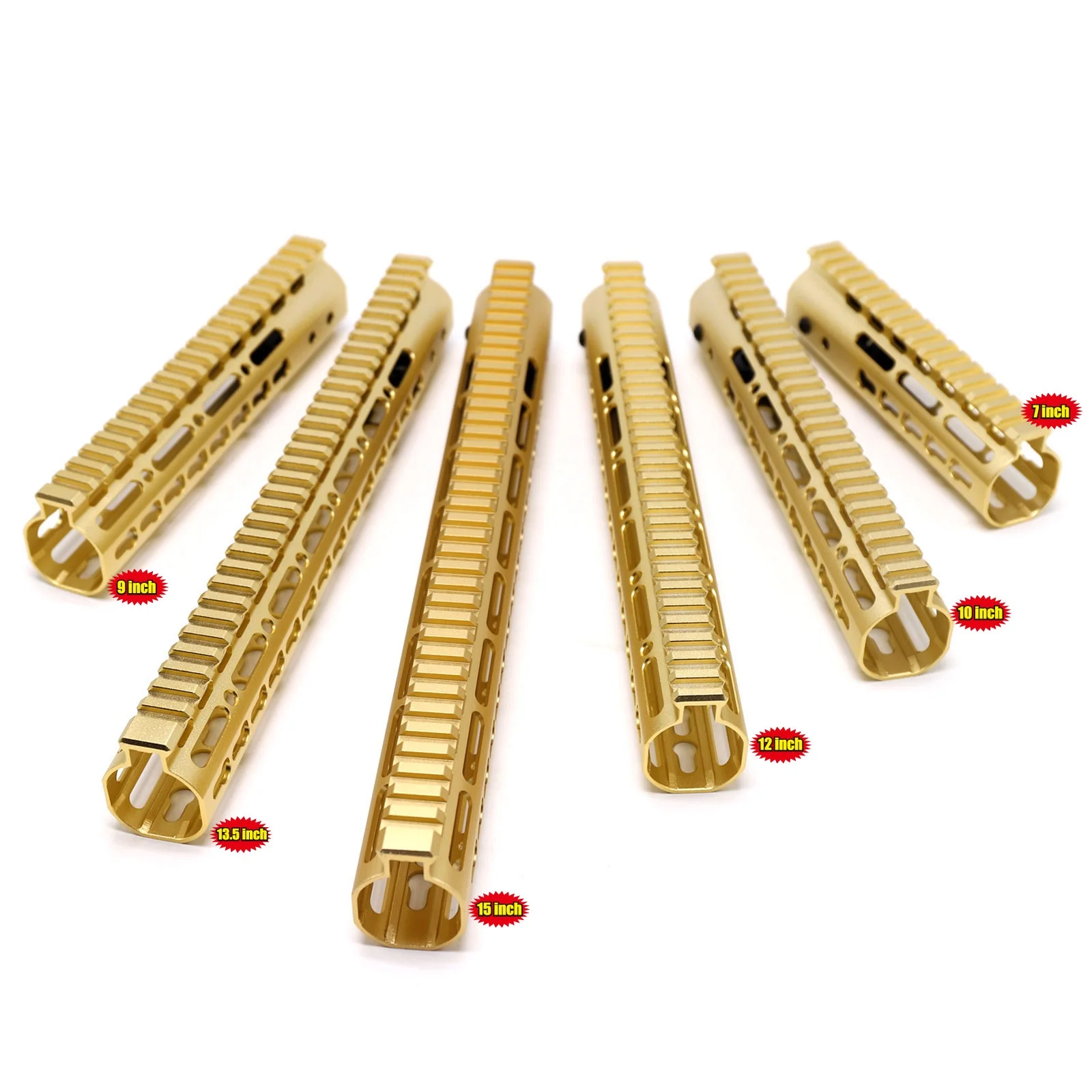 

Aplus Luxury Gold anodized 7'' 9'' 10'' 12" 13.5'' 15'' Length NSR KeyMod AR15 AR 15 Handguard Rail Free Float Rail Mount System