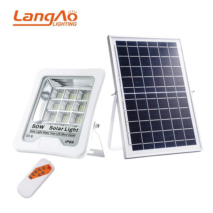 Outdoor lighting fixture ip66 50w 100w 200w remote control solar led floodlight