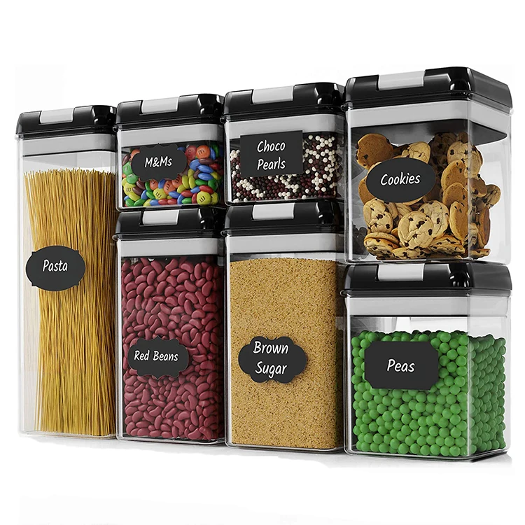 

Clear Plastic Sugar Cereal Pantry Organization Storage Kitchen Canisters Airtight 7 piece kitchen food storage container set