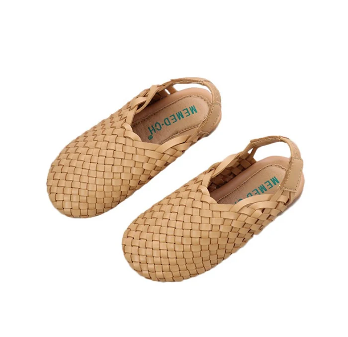 

pure leather flat heel baby girls boys gladiator shoes slides children kids sandals