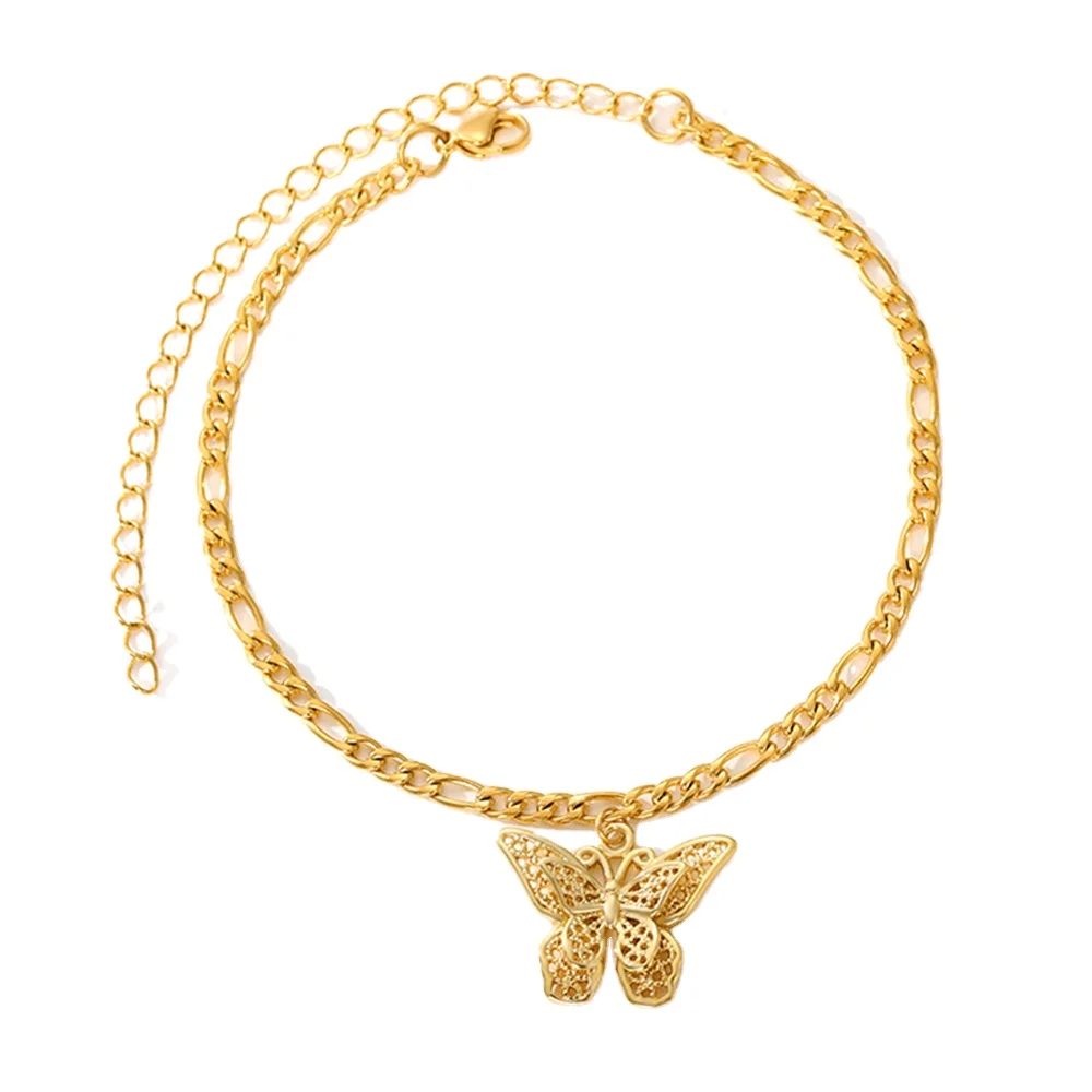 

Butterfly Charms Ankle Bracelets for Women Fashion 18K Gold Plated Boho Jewelry Beach Bracelets