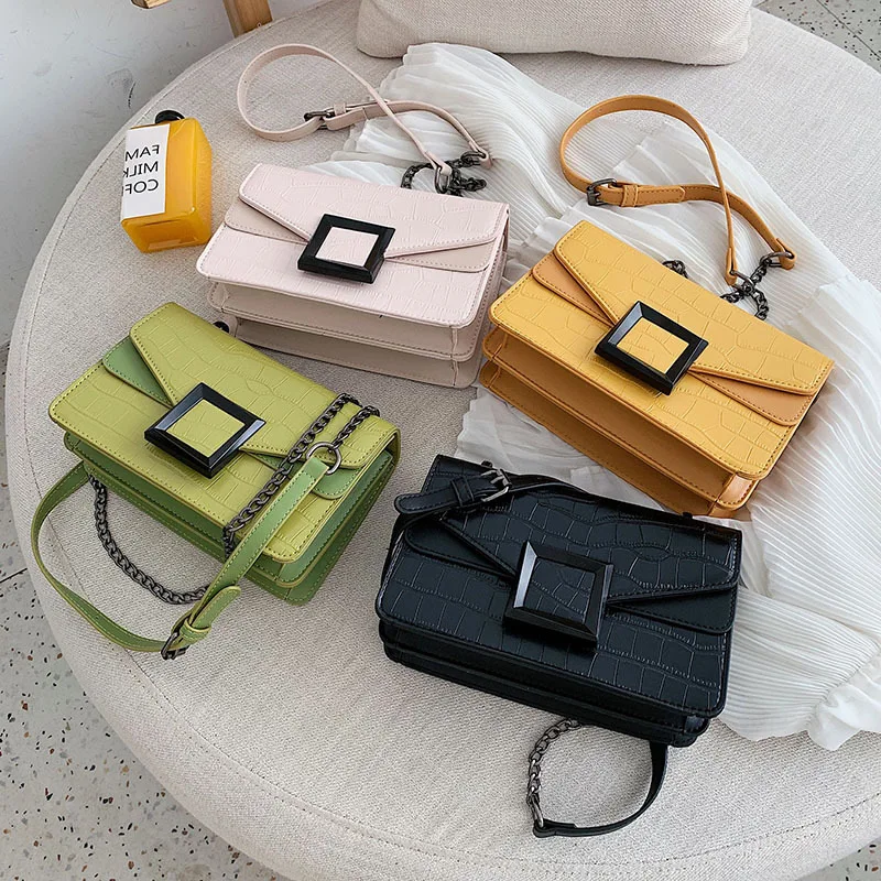 

Luxury women handbags 2021 new arrivals high quality girls hand bags pu leather fashion chain sling ladies square tote bag, 4 color