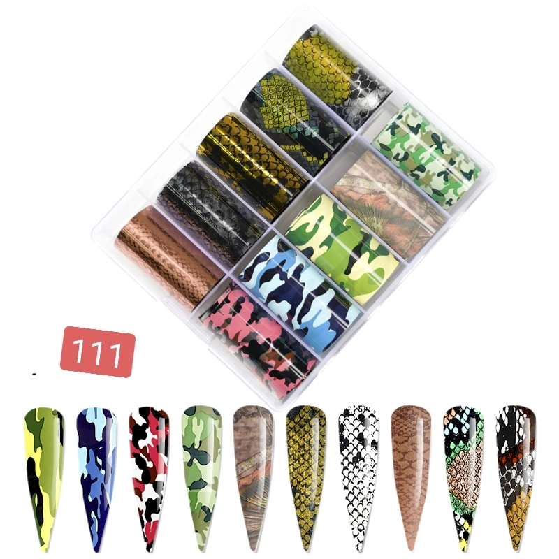 

Factory Sale Animal Snake Skin Camouflage Flower Foil Nail Art Decoration Sticker, Customers' requirements