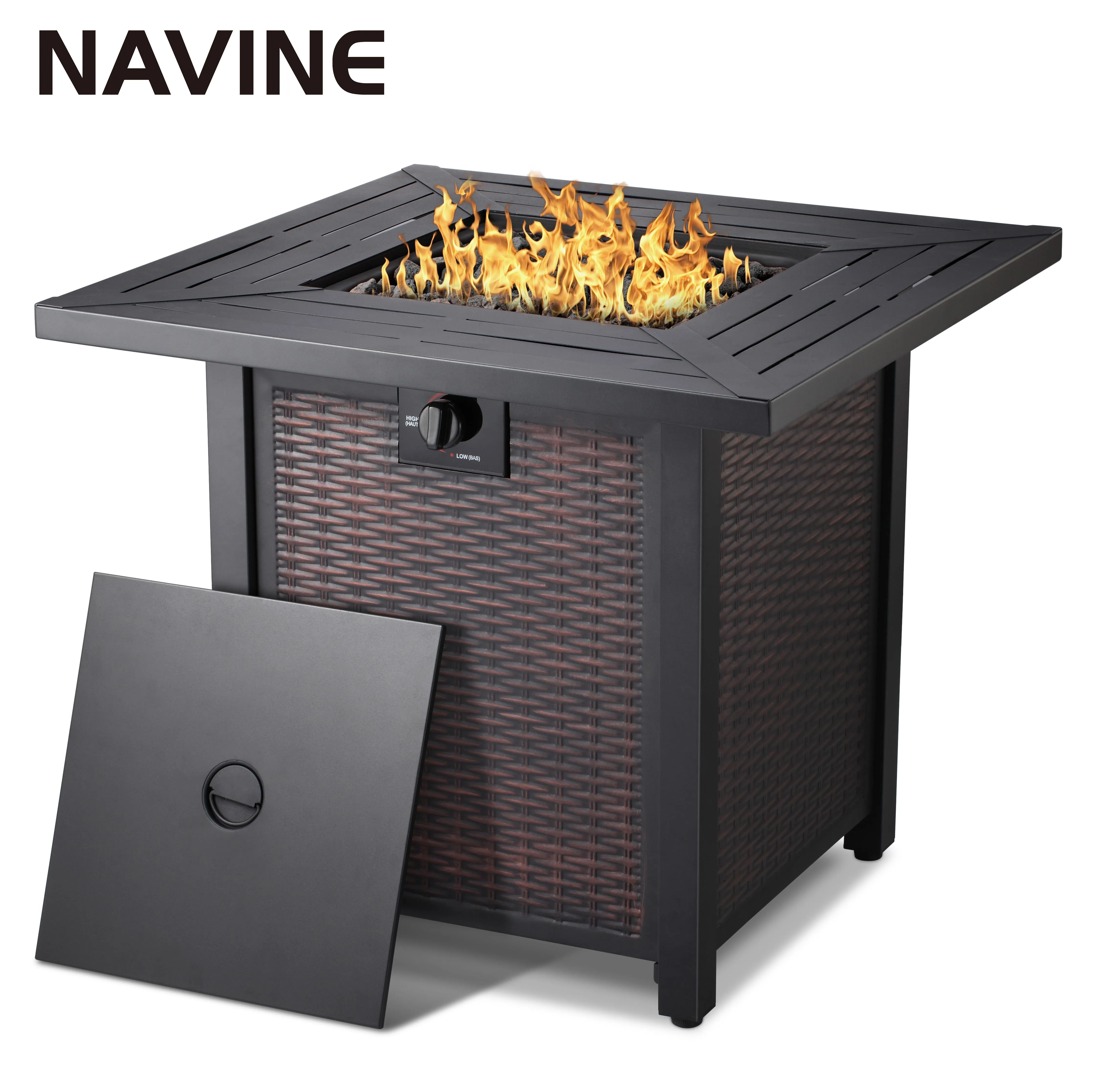 

NAVINE Package mail Square Propane Outdoor Propane Gas 28 Inch 50,000 BTU Square Gas Burner Fire PitFire Pit Table Fire Pits