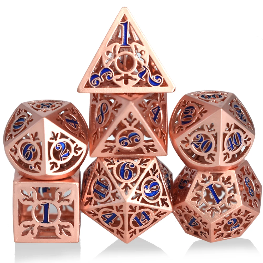 

Custom Hollowed-out Polyhedral D4 D6 D8 D10 D20 DND Metal Dice Set For Dungeons And Dragon Pathfinder Dice Set, Customized color
