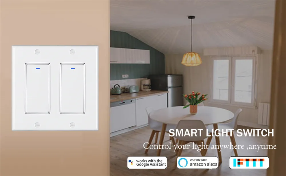 Zigbee Button Switch 2GANG Zigbee Switch/Smart Wireless Light Switch Compatible with Alexa/Google Home/IFTTT - ANKUX.COM
