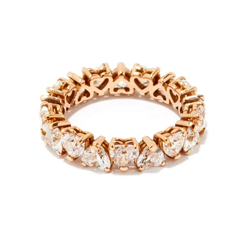 

Gemnel new arrivals women gift jewellery heart diamond 18k gold eternity ring