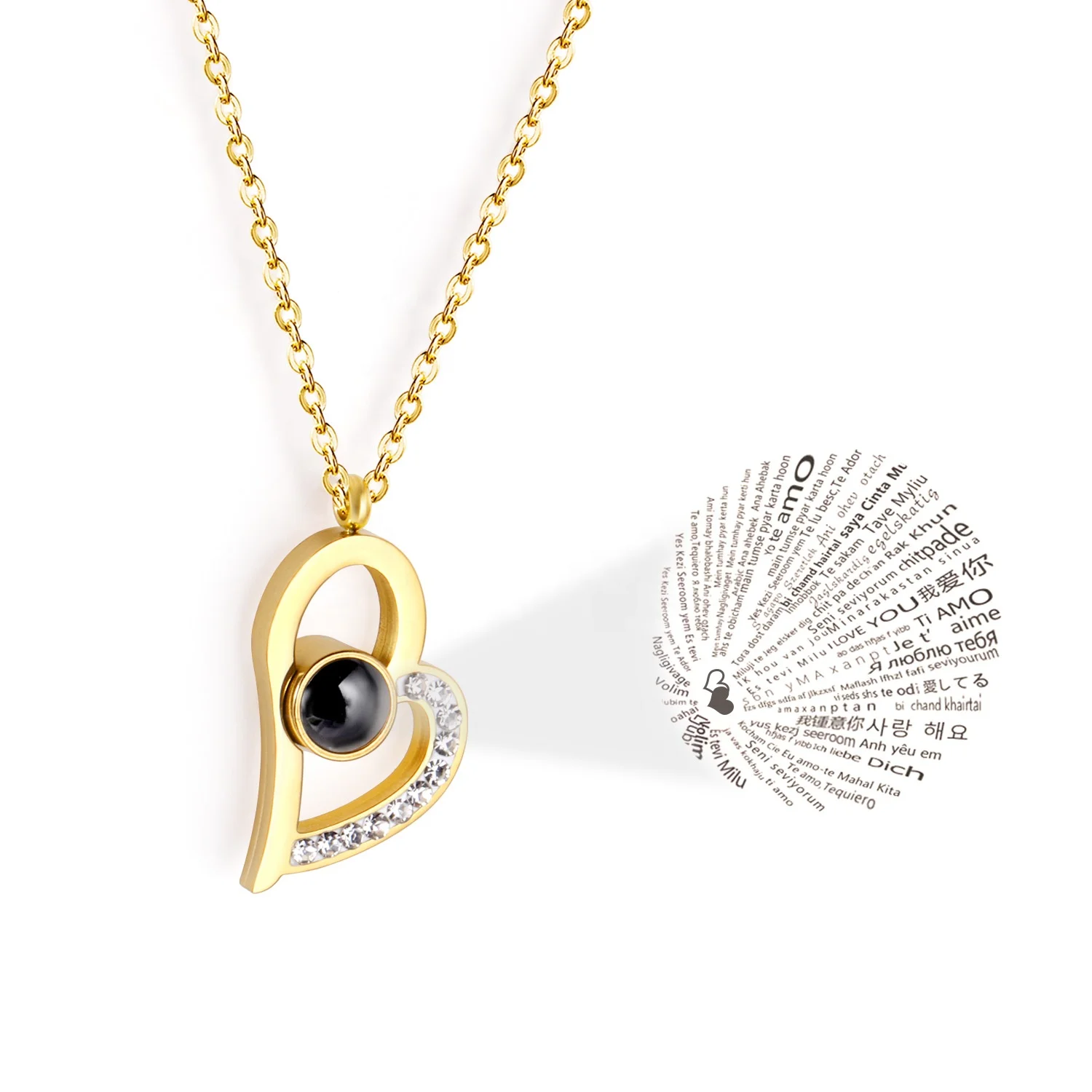 

Valentine's Day Present Best Gift Jewelry Stainless Steel I Love You Necklace, Gold/silver available