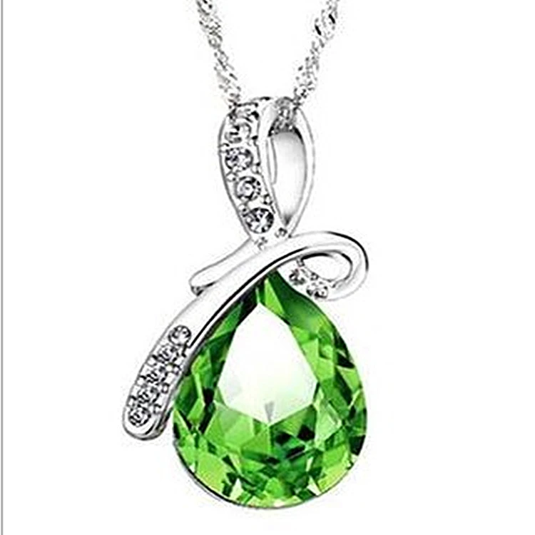 

Fashion trend necklace jewelry accessories water drop crystal pendant plated alloy diamond necklace lady necklace, Gold/silver color