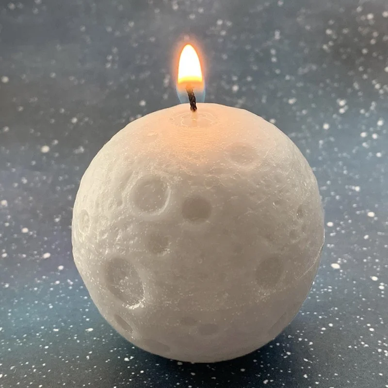 

New Style Space Moon Scented Candle Silicone Mold Simple Holy Decoration Candles DIY Baking Mold, White