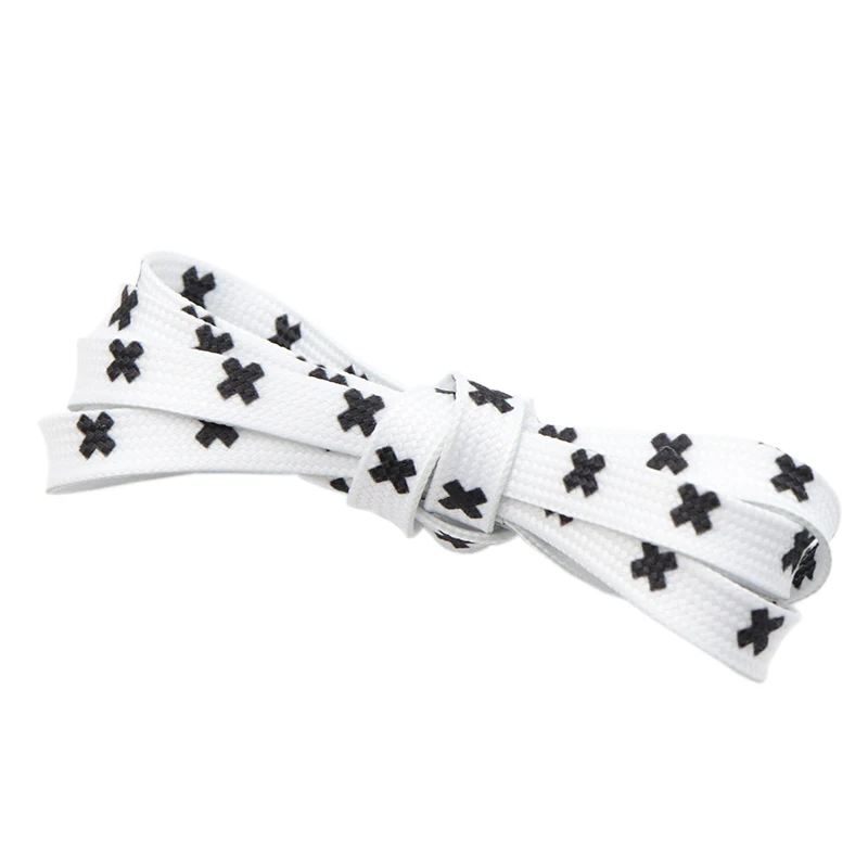 

Coolstring shoelace company NEW ARRIVAL Flat printed simple color shoelaces black and white cross pattern