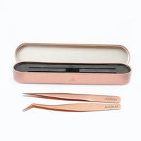 

Wholesale Private Label One Set Rose Gold Volume Eyelash Tweezer Pointed Tips Extension Applicator Tweezer With Case And Holder
