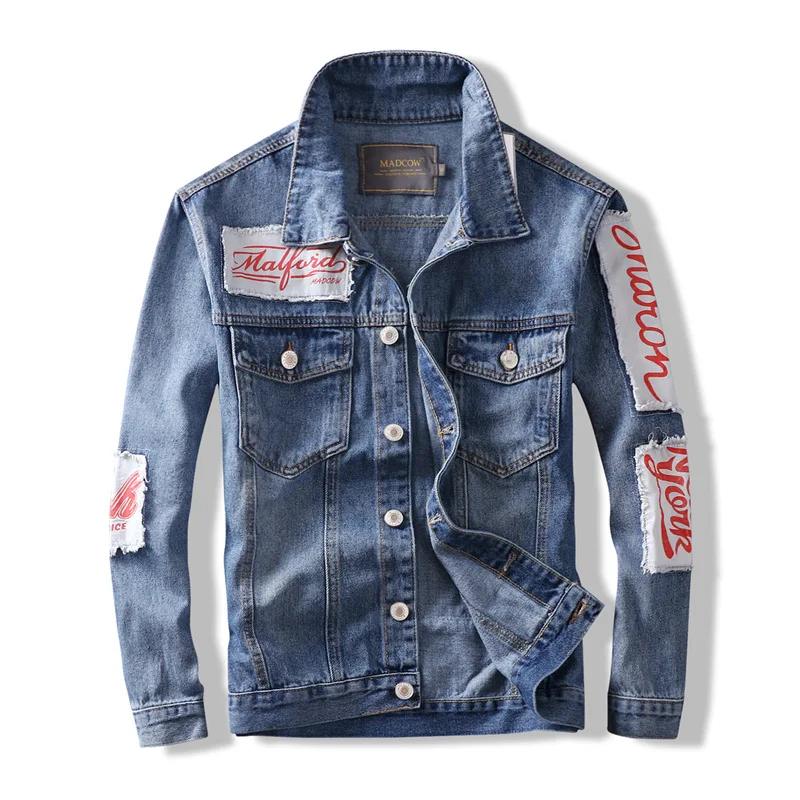 

wholesale denim jackets suppliers 2020 fashion brand men's denim jacket European and American nostalgic jean jacket