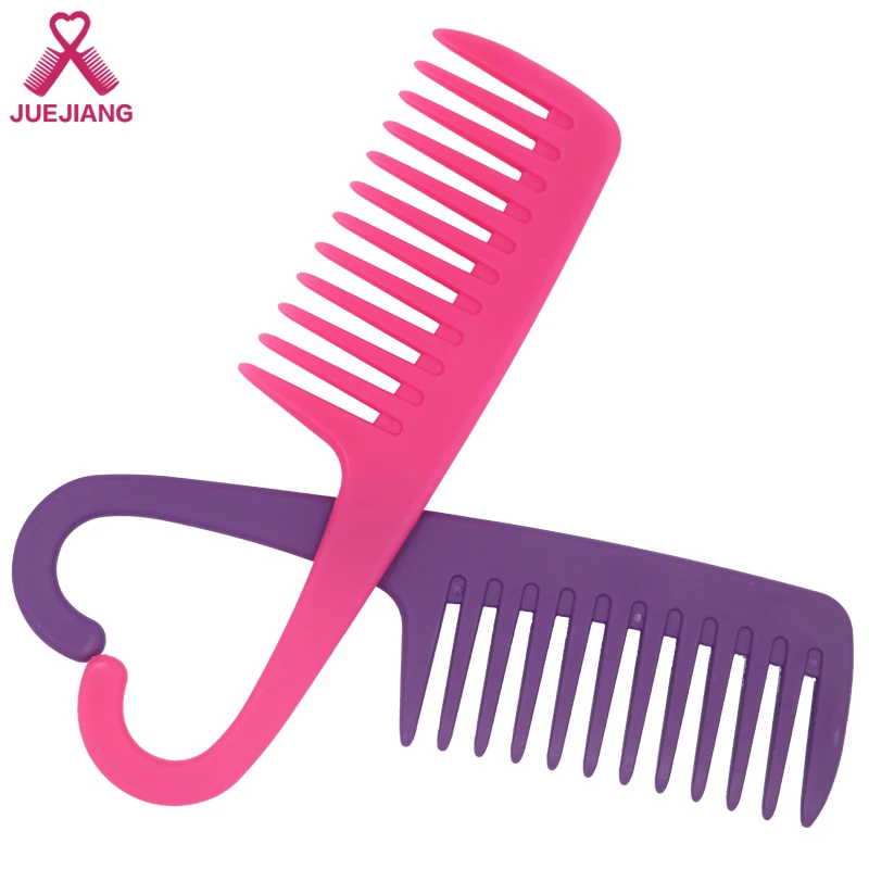 
Wholesale Custom Logo Detangle Shower Plastic Wide Tooth Hair Comb With Hook 