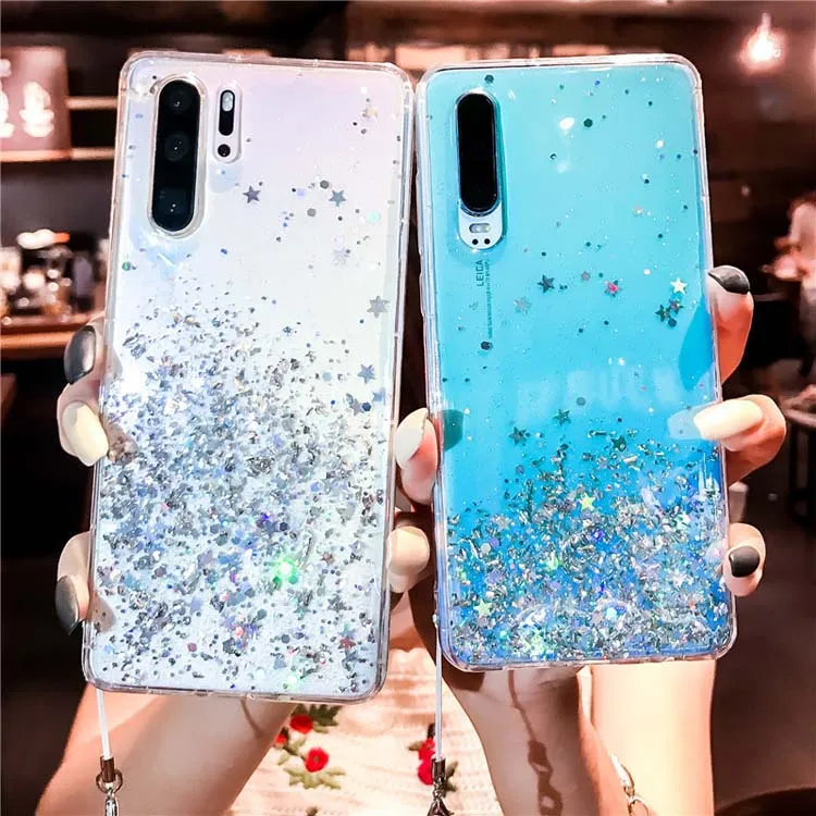 

Fashion Resin Dripping Glue Transparent Glitter Hard PC Back TPU bumper Phone Case Cover For Iphone 7 8