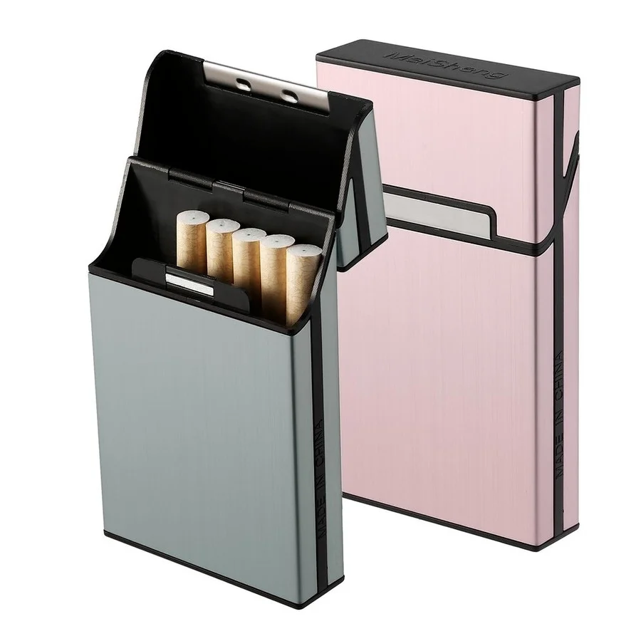 

Woman Cigarette Cases Slim Cigarettes 20 Pack Portable Feminism Cigarette Box Smoke Box Aluminium Lighter Smoking Accessories, Pink,blue,gold,silver,black,red