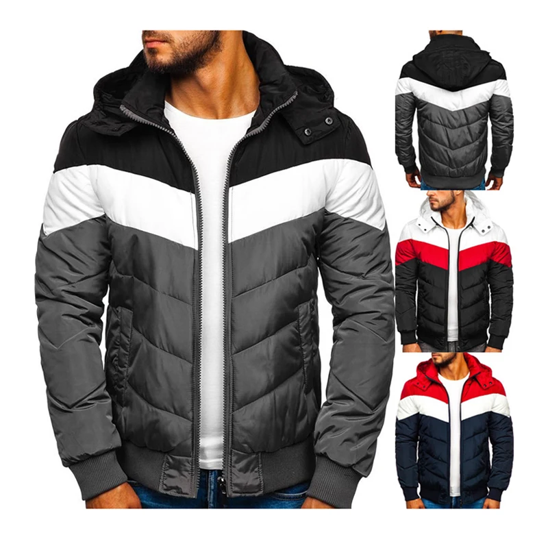 

Men's Jackets Solid Cotton Casual Jackets Warm Parkas Male Hooded Coat Plus Size Top Bomber Winter Men's Jackets, 2 colors