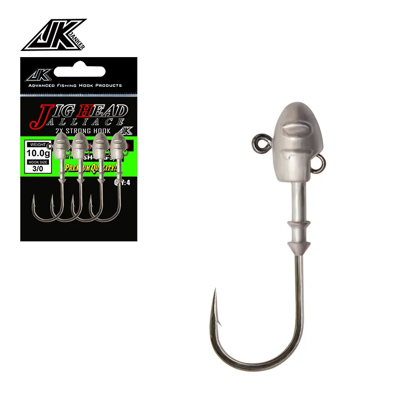 

JK SH 2X Lead Head Hooks Soft Lure jighead Strong Black Nickel Plated Rust Resistance Saltwater Bass Perch Sea Fishhooks