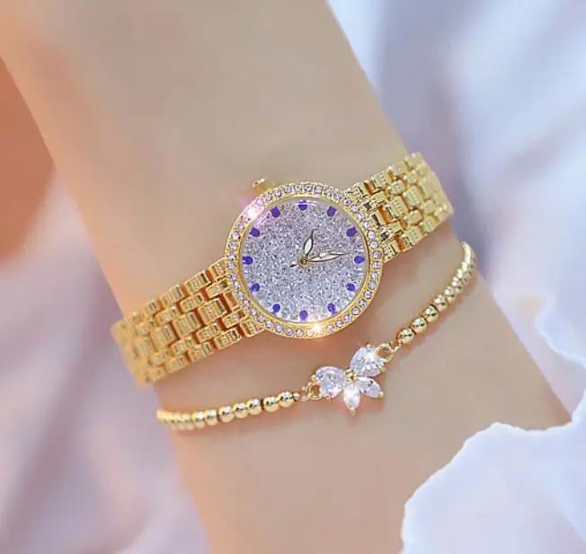 

2021 Bs Bee Sister Diamond Women Quartz Luxury Watch Woman Rose Gold Ladies Steel Waterproof Wrist Watch Crystal Unique Clock