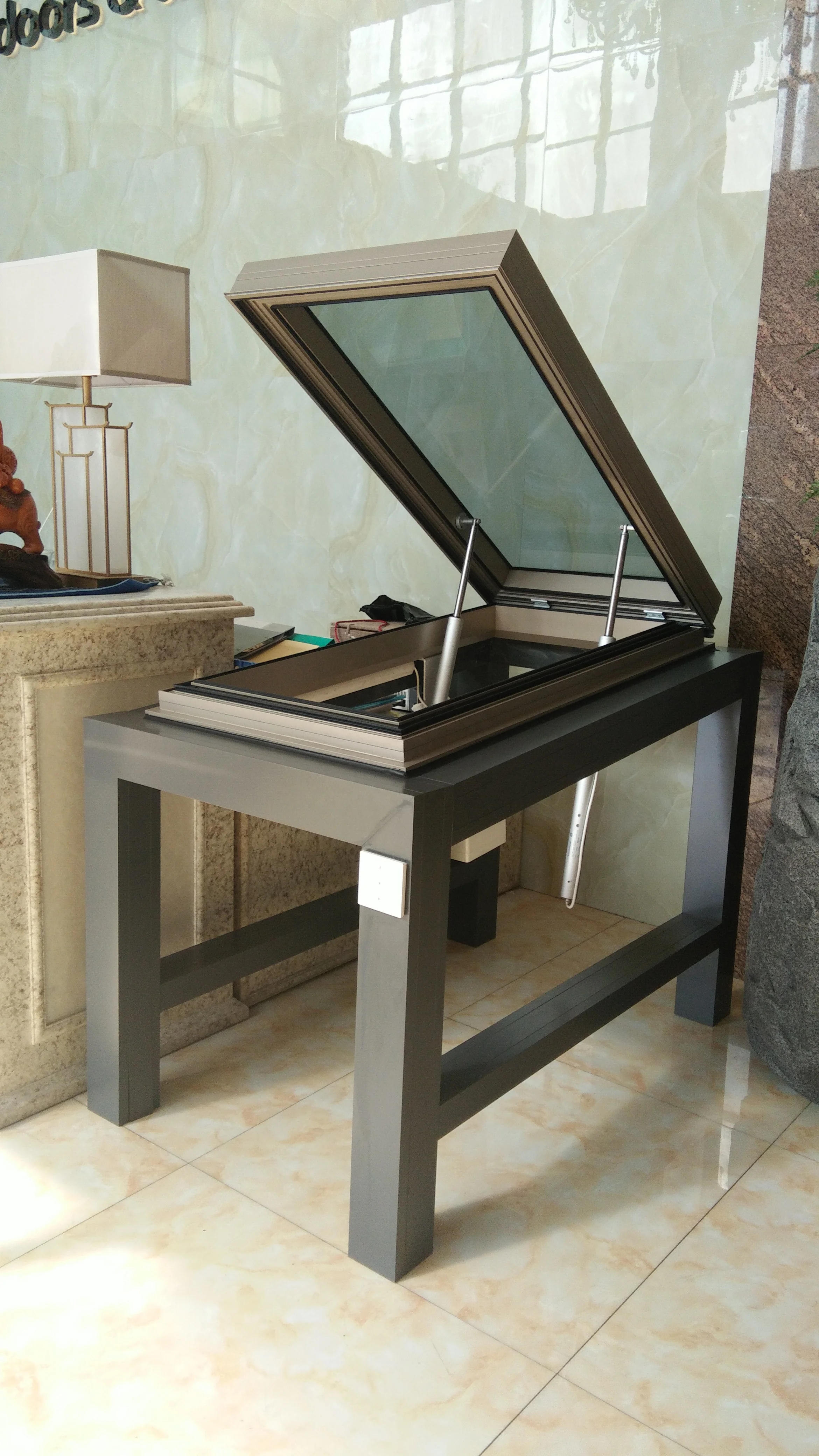 
Good quality factory price aluminum electric skylight top hung opening angle 90 degrees roof skylight roof window 