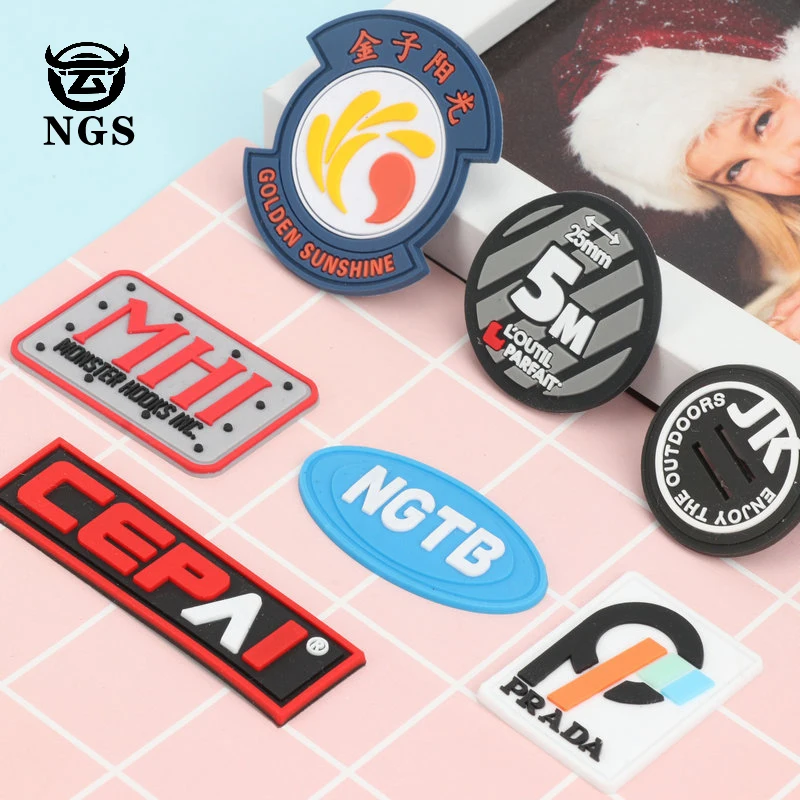 

Sew On silicone Custom 3D Logo Embossed Silicone PVC Rubber Labels For Clothing, Customized color