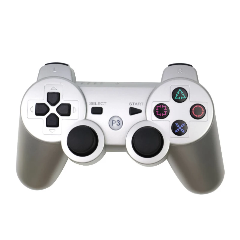 

silver Snow buttons Double shock wireless game controller for ps3 joystick