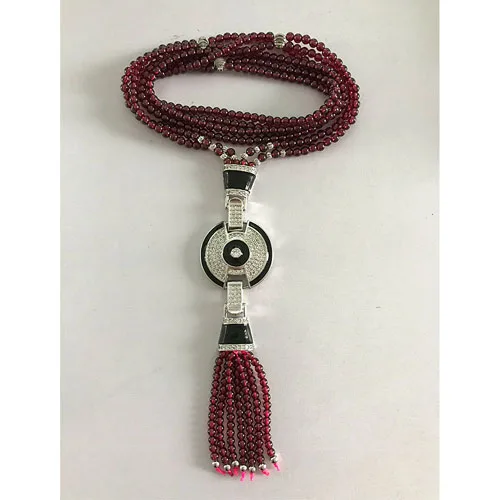 

Beadsnice Mother's Gift Pendant Charm Garnet Beads Woman Necklace