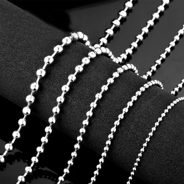 

Fashion Mens Womens Silver Chain Necklace Stainless Steel Bead Chain Ball Chain Necklace Jewelry Manufacturer, Gold,rose gold,black and silver