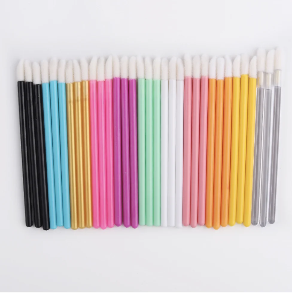 

50pcs/bag Disposable Flocking Head Lip Liner Wand Applicator One-off Makeup Brush lipstick brush lip gloss wand applicators