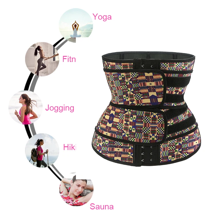 

Private Label African Print Double Strap Slimming Trainer Belt Shaper Plus Size Women Waist Trainer