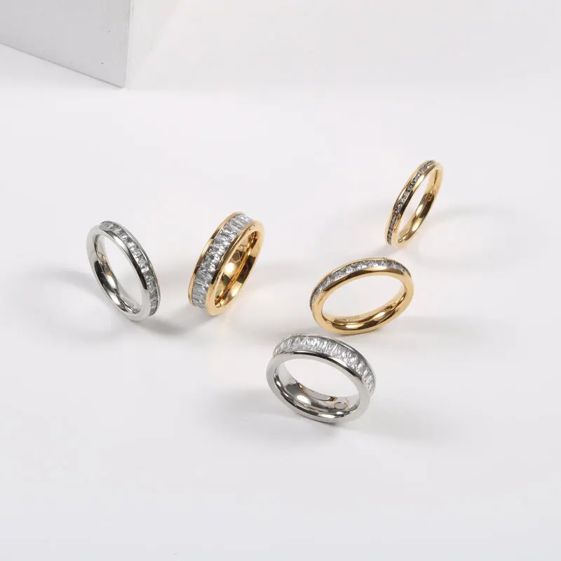 Joolim Jewelry Zirconia Pave Stainless Steel Rings for Women Diamond Rings Tarnish Free Gold Jewelry Wholesale