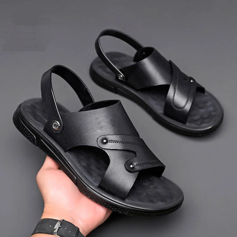 

Best Quality Men Leather Sandals Summer Outdoor Beach Casual Slippers Wholesale Price Men's Sandals