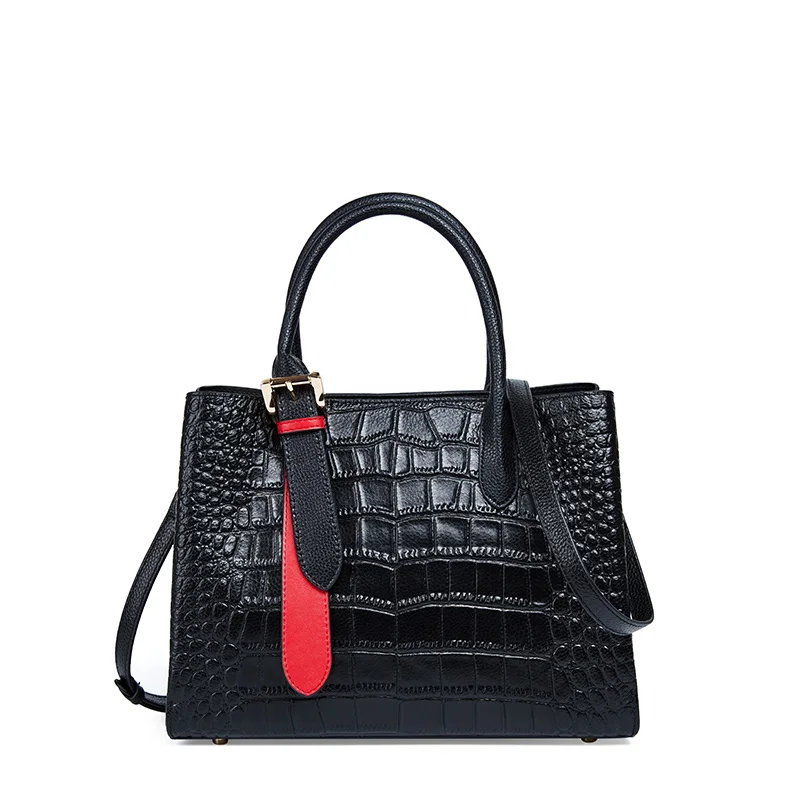 

High quality wholesale womens medium tote bags female beautiful ladies leather luxury crocodile handbags women shoulder bag, Blue / black