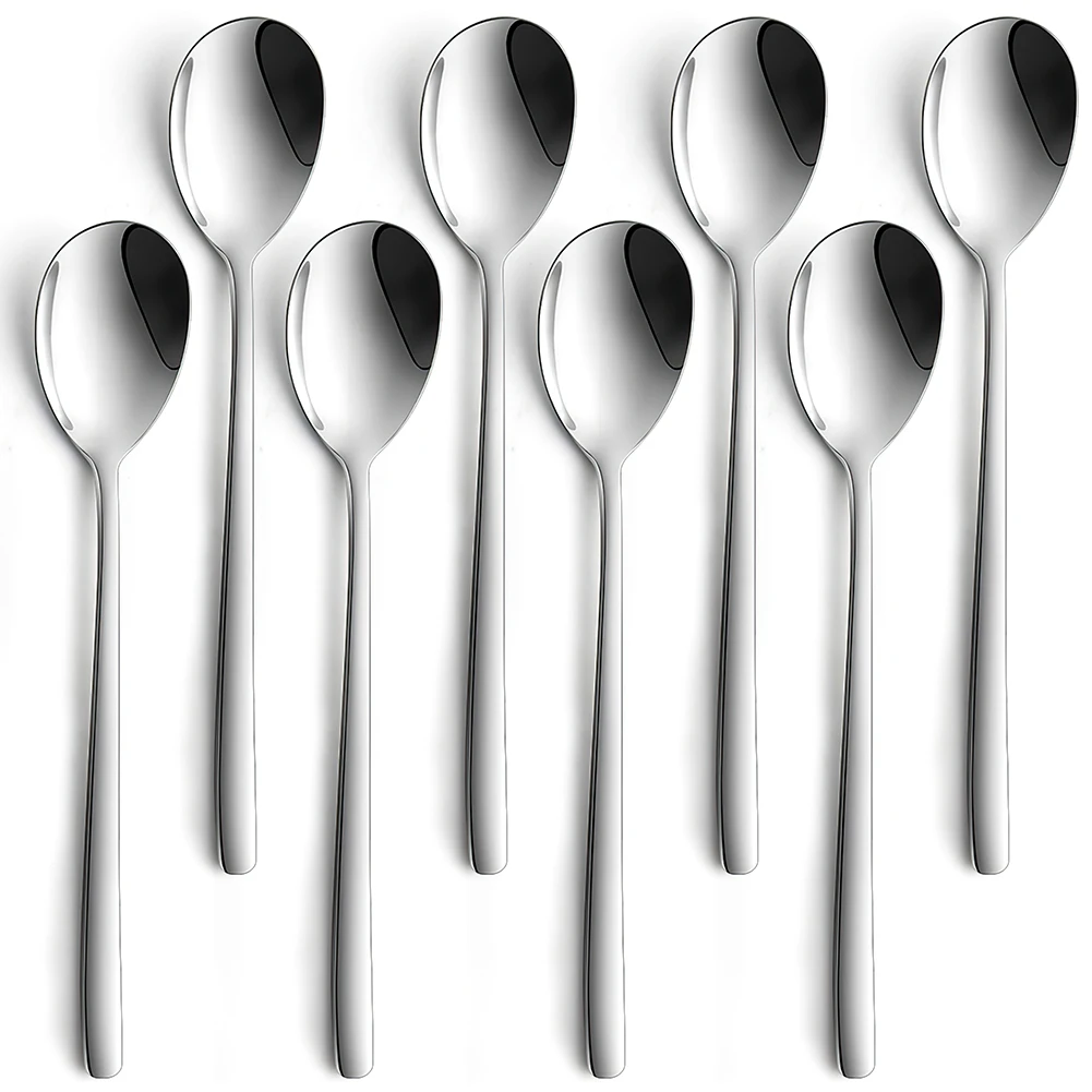 

Custom Warped Handle Table Spoon Stainless Steel Silver Spoons for Dinner Serving