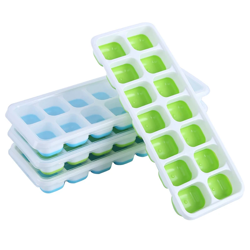 

14-Ice Trays Easy-Release Silicone ice cube mold Certified and BPA Free Stackable and Dishwasher Safe, Blue color