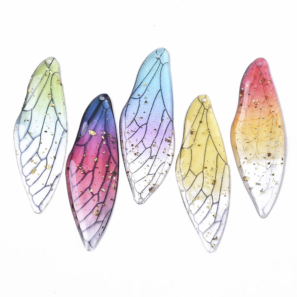 

PandaHall Gold Foil Insects Wing Transparent Epoxy Resin Big Pendants