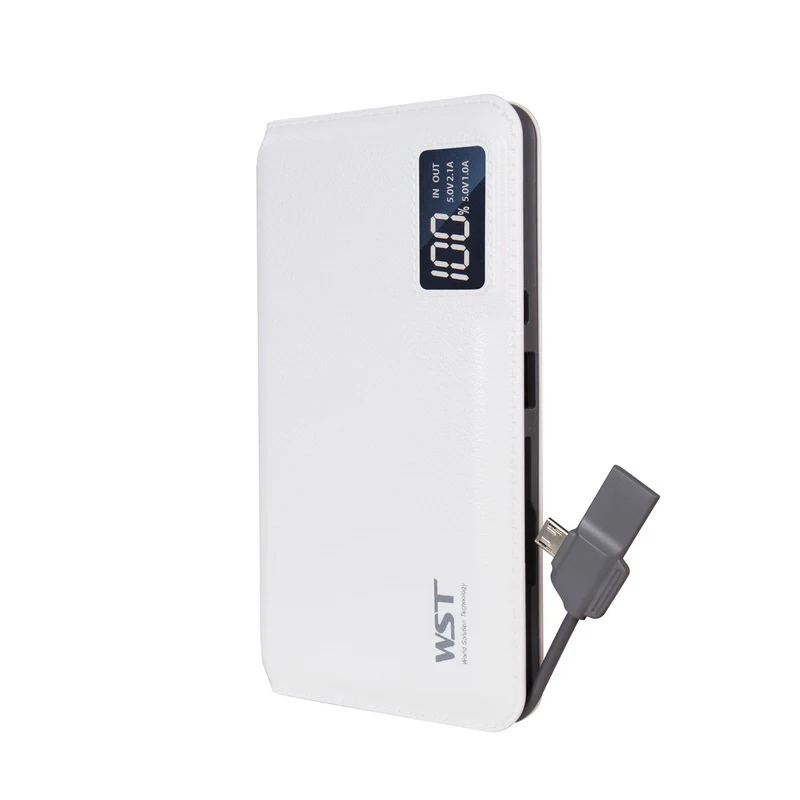 

Factory direct sale built-in micro cable 10000 mah lcd screen power bank for all mobiles