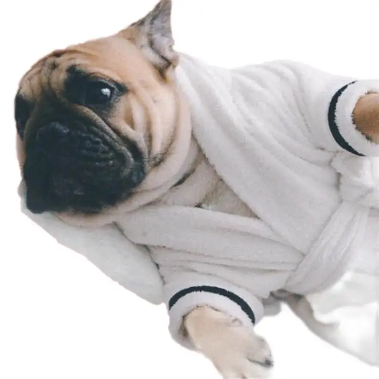 

fashion design French bulldog cotton embroidery bathrobe