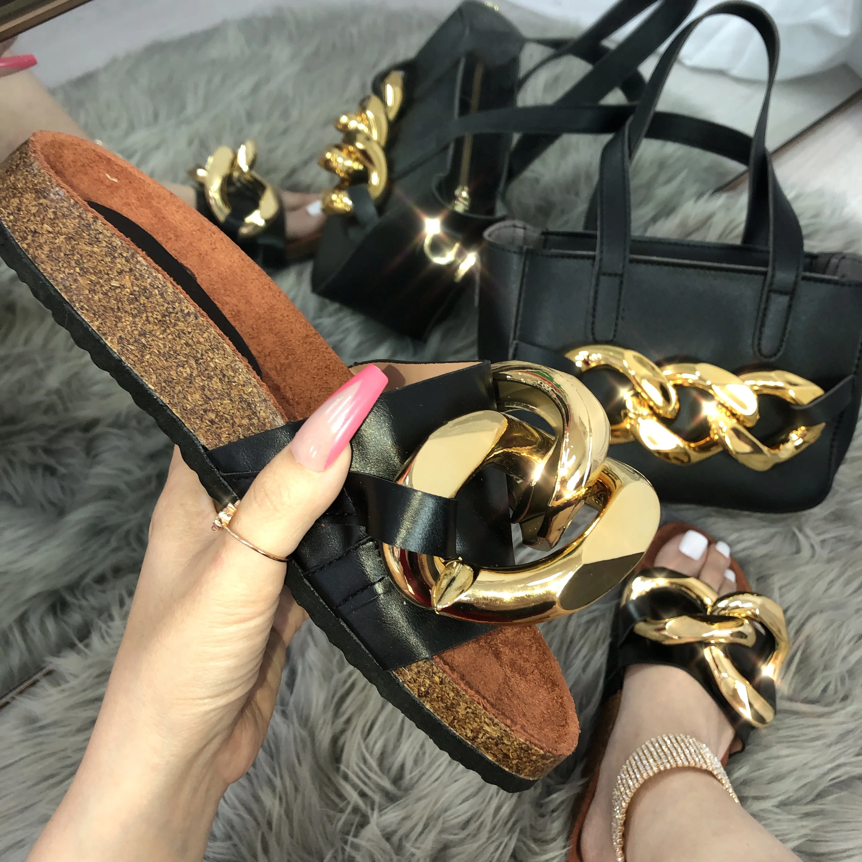 

sandalias mujer bling sandle and purse set sandals matching bags set slides and purse set women sandals 2021, As pictures