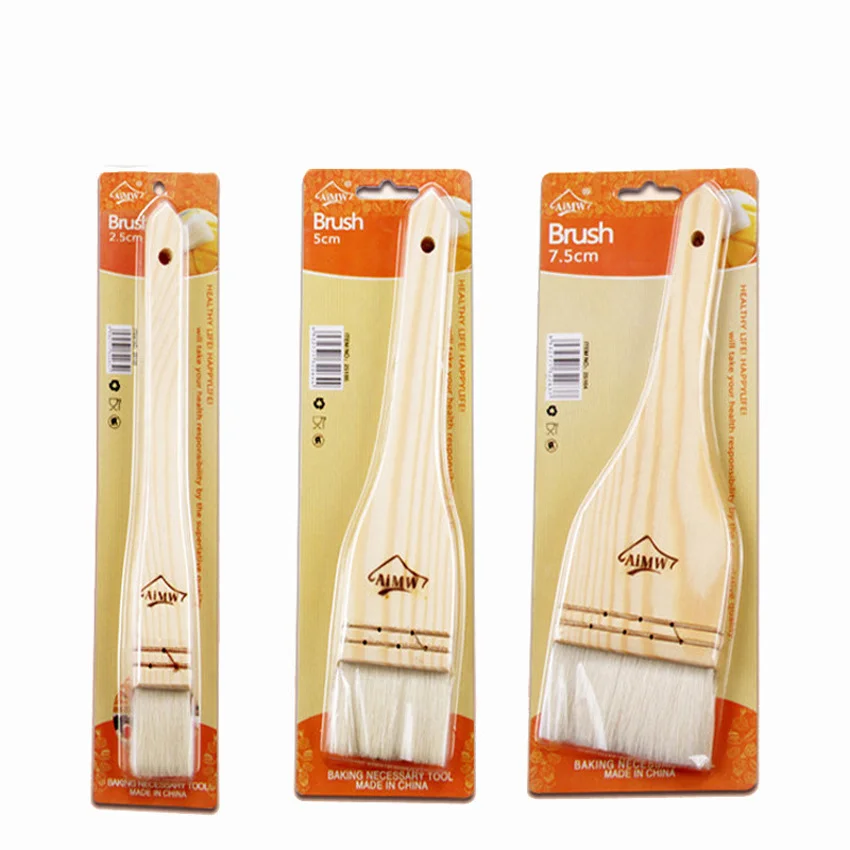 

Wool Hair Baking Baste Painting Tools BBQ Basting Brush Natural Bristles Barbecue Wood Oil Brush with Wooden Handle