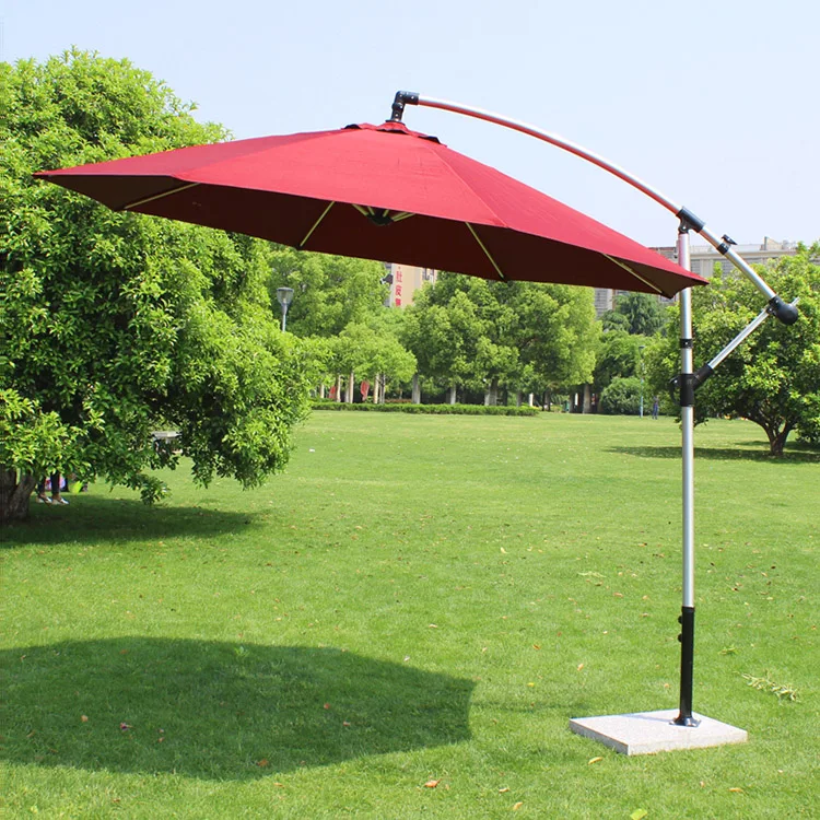 

Outside Beach Sun Folding Aluminium 8 Ribs Hanging Parasol 360 Degree Rotating Restaurant Cafe Banana Umbrella