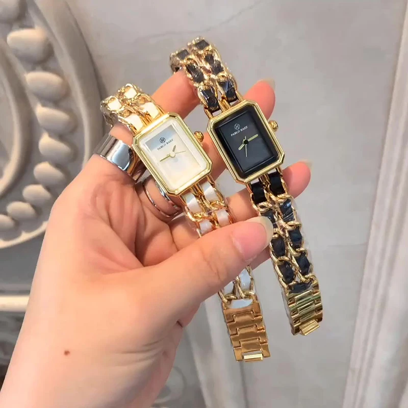 

INS Style Quartz Watches Luxury Square Dial Gold Fashion Quartz Watches Women, 6 colors