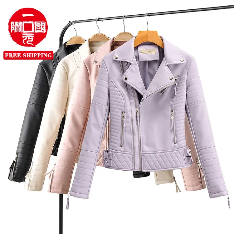

2021 spring and autumn new waist slim retro motorcycle leather jacket